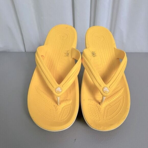 CROCS MENS YELLOW FLIP FLOPS SIZE 11 - Picture 7 of 7